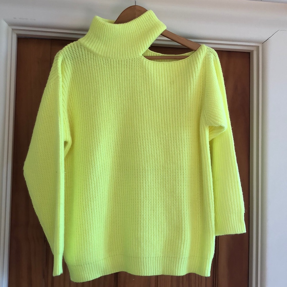 Forever 21 Vine & Love Neon Yellow Sweater